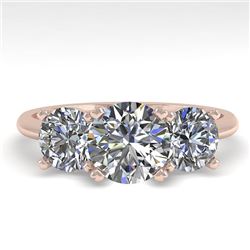 2 CTW VS/SI Diamond Past Present Future Designer Ring 14K Rose Gold - REF-473N6A - 38490