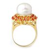 Image 2 : 1.50 CTW Red Sapphire & Pearl Ring 10K Yellow Gold - REF-54K9W - 10444