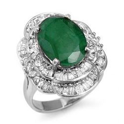 7.04 CTW Emerald & Diamond Ring 18K White Gold - REF-179K3W - 13100