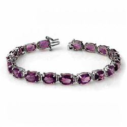 22.60 CTW Amethyst Bracelet 10K White Gold - REF-57N6A - 14218