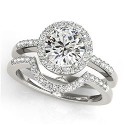 1.18 CTW Certified VS/SI Diamond 2Pc Wedding Set Solitaire Halo 14K White Gold - REF-216Y2X - 30771