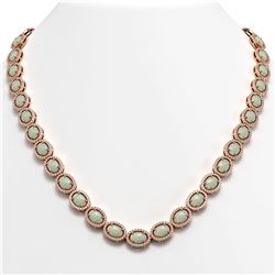 32.42 CTW Opal & Diamond Necklace Rose Gold 10K Rose Gold - REF-670V7Y - 40569