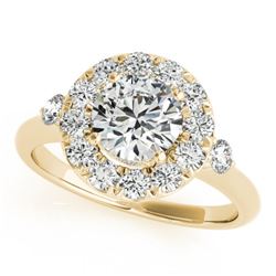 1 CTW Certified VS/SI Diamond Solitaire Halo Ring 18K Yellow Gold - REF-137F3N - 26307