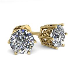 1.50 CTW VS/SI Diamond Stud Solitaire Earrings 18K Yellow Gold - REF-298N7A - 35839