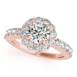 1.75 CTW Certified VS/SI Diamond Solitaire Halo Ring 18K Rose Gold - REF-408N4A - 26845