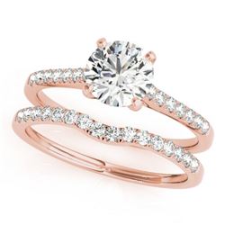 1.07 CTW Certified VS/SI Diamond Solitaire 2Pc Wedding Set 14K Rose Gold - REF-197K3W - 31740