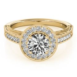 1.07 CTW Certified VS/SI Diamond Solitaire Halo Ring 18K Yellow Gold - REF-216W2H - 26523