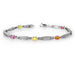 3.07 CTW Multi-Sapphire & Diamond Bracelet 10K White Gold - REF-40V9Y - 13853