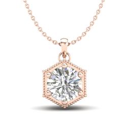 0.82 CTW VS/SI Diamond Solitaire Art Deco Stud Necklace 18K Rose Gold - REF-218V2Y - 37221