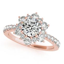 2.19 CTW Certified VS/SI Diamond Solitaire Halo Ring 18K Rose Gold - REF-530H2M - 26507