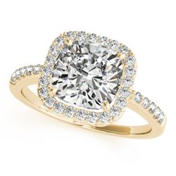 1.01 CTW Certified VS/SI Cushion Diamond Solitaire Halo Ring 18K Yellow Gold - REF-222W2H - 27116