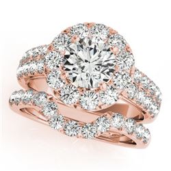 2.3 CTW Certified VS/SI Diamond 2Pc Wedding Set Solitaire Halo 14K Rose Gold - REF-270Y9X - 30886