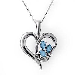 0.87 CTW Blue Topaz & Diamond Pendant 18K White Gold - REF-44R5K - 12783