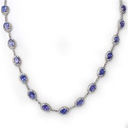 25.0 CTW Tanzanite & Diamond Necklace 10K White Gold - REF-250V5Y - 10268