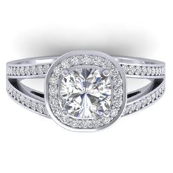 1.50 CTW Cushion Cut Certified VS/SI Diamond Art Deco Ring 14K White Gold - REF-429F8N - 30333