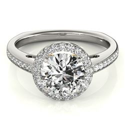 1.05 CTW Certified VS/SI Diamond Solitaire Halo Ring 18K White & Yellow Gold - REF-209A8V - 26961