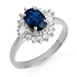 1.72 CTW Blue Sapphire & Diamond Ring 18K White Gold - REF-52N2A - 12501