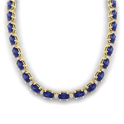 46.5 CTW Tanzanite & VS/SI Certified Diamond Eternity Necklace 10K Yellow Gold - REF-439W5H - 29437