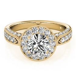 2 CTW Certified VS/SI Diamond Solitaire Halo Ring 18K Yellow Gold - REF-435A3V - 27044