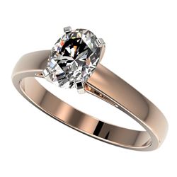 1.25 CTW Certified VS/SI Quality Oval Diamond Solitaire Ring 10K Rose Gold - REF-372W3H - 33011