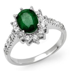 1.95 CTW Emerald & Diamond Ring 14K White Gold - REF-68A9V - 13507