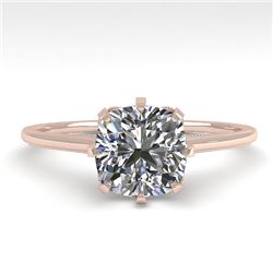 1.0 CTW Certified VS/SI Cushion Diamond Engagement Ring 18K Rose Gold - REF-317X3R - 35753
