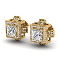 2.75 CTW Princess VS/SI Diamond Micro Pave Stud Earrings 18K Yellow Gold - REF-684V3Y - 37189