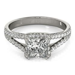 2.05 CTW Certified VS/SI Princess Diamond Solitaire Halo Ring 18K White Gold - REF-661X4R - 27108