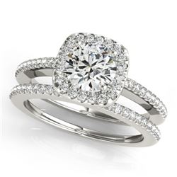 1.18 CTW Certified VS/SI Diamond 2Pc Wedding Set Solitaire Halo 14K White Gold - REF-209W3H - 30996