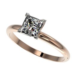 1 CTW Certified VS/SI Quality Princess Diamond Engagement Ring 10K Rose Gold - REF-297K2W - 32898