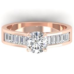 1.75 CTW Certified VS/SI Diamond Solitaire Art Deco Ring 14K Rose Gold - REF-422V4Y - 30349