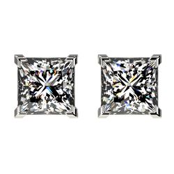 2 CTW Certified VS/SI Quality Princess Diamond Stud Earrings 10K White Gold - REF-585Y2X - 33094