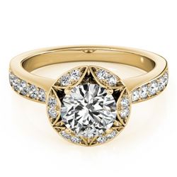 1.50 CTW Certified VS/SI Diamond Solitaire Halo Ring 18K Yellow Gold - REF-404V4Y - 26891