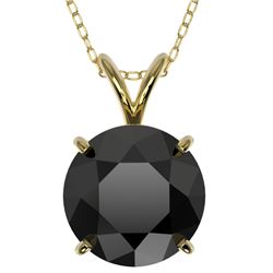 2.50 CTW Fancy Black VS Diamond Solitaire Necklace 10K Yellow Gold - REF-55A5V - 33245