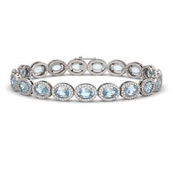 14.82 CTW Sky Topaz & Diamond Bracelet White Gold 10K White Gold - REF-228N2A - 40481