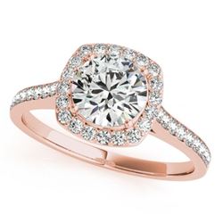 1.40 CTW Certified VS/SI Diamond Solitaire Halo Ring 18K Rose Gold - REF-382M4F - 26875