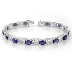 12.05 CTW Tanzanite & Diamond Bracelet 14K White Gold - REF-113K8W - 10905