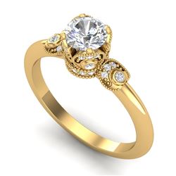 1 CTW VS/SI Diamond Solitaire Art Deco Ring 18K Yellow Gold - REF-157K5W - 36853