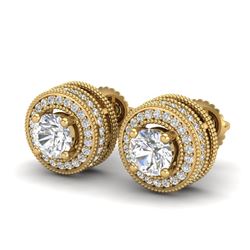 2.09 CTW VS/SI Diamond Solitaire Art Deco Stud Earrings 18K Yellow Gold - REF-254M5F - 37141