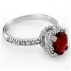 Image 2 : 2.50 CTW Ruby & Diamond Ring 14K White Gold - REF-64F2N - 13632