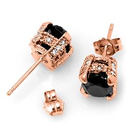4.0 CTW VS Certified Black & White Diamond Solitaire Stud Earrings 14K Rose Gold - REF-96X9R - 11854