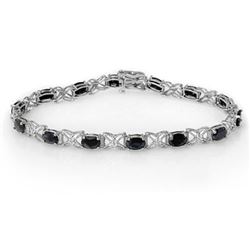 10.81 CTW Blue Sapphire & Diamond Bracelet 18K White Gold - REF-97Y3X - 13825