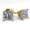 Image 2 : 1.02 CTW Cushion Cut VS/SI Diamond Stud Designer Earrings 14K Yellow Gold - REF-148W5H - 32149