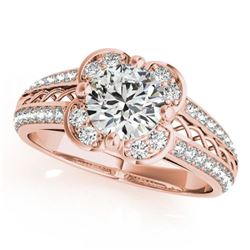 0.85 CTW Certified VS/SI Diamond Solitaire Halo Ring 18K Rose Gold - REF-140M2F - 26908