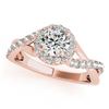 Image 2 : 0.85 CTW Certified VS/SI Diamond 2Pc Wedding Set Solitaire Halo 14K Rose Gold - REF-90M2F - 31056