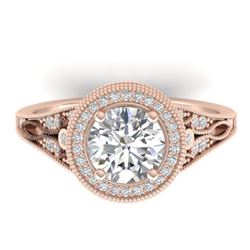 2.2 CTW Certified VS/SI Diamond Art Deco Micro Halo Ring 14K Rose Gold - REF-681H6M - 30526