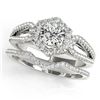 Image 1 : 1.07 CTW Certified VS/SI Diamond 2Pc Wedding Set Solitaire Halo 14K White Gold - REF-142V2Y - 31148