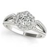 Image 2 : 1.07 CTW Certified VS/SI Diamond 2Pc Wedding Set Solitaire Halo 14K White Gold - REF-142V2Y - 31148