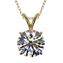 1.50 CTW Certified H-SI/I Quality Diamond Solitaire Necklace 10K Yellow Gold - REF-322R5K - 33222