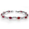 Image 1 : 4.25 CTW Ruby & Diamond Bracelet 10K White Gold - REF-44H5M - 10183